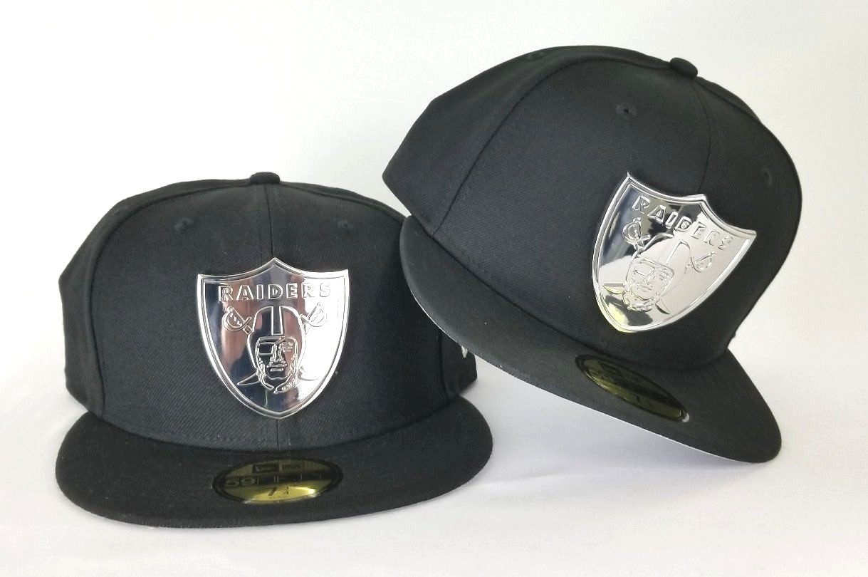 raiders metal logo hat